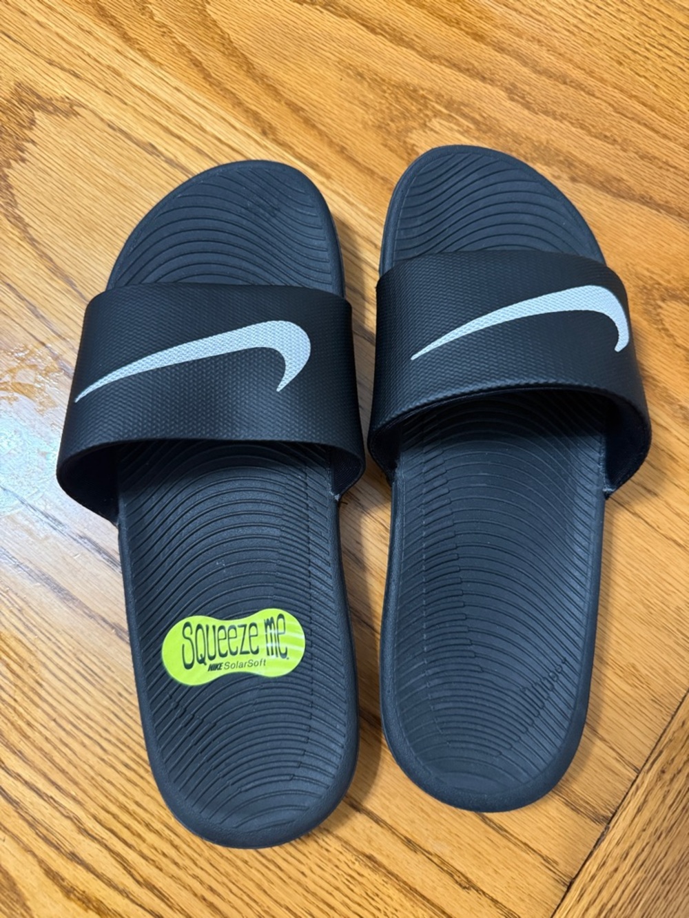 Nike Kawa Kids Black Slide Sandals with White Swoosh - Size 7 Youth